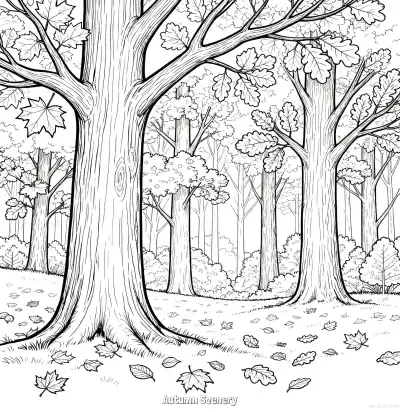 Free printable Autumn Scenery 6 Coloring Page - Free Printable fall PDFS Coloring Sheets coloring page