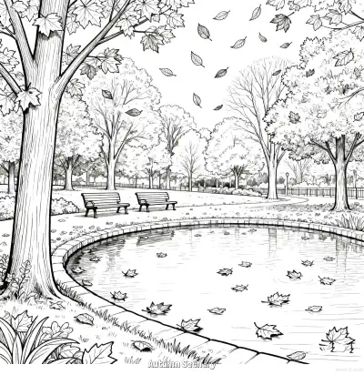 Free printable Autumn Scenery 7 Coloring Page - Free Printable fall PDFS Coloring Sheets coloring page