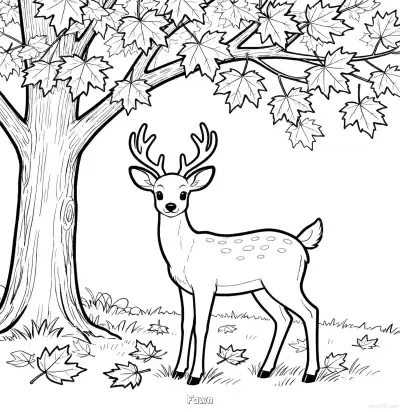 Free printable Fawn  Coloring Page - Free Printable fall PDFS Coloring Sheets coloring page