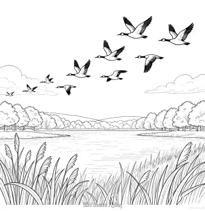 Free printable Wild Geese Flying  Coloring Page - Free Printable fall PDFS Coloring Sheets coloring page