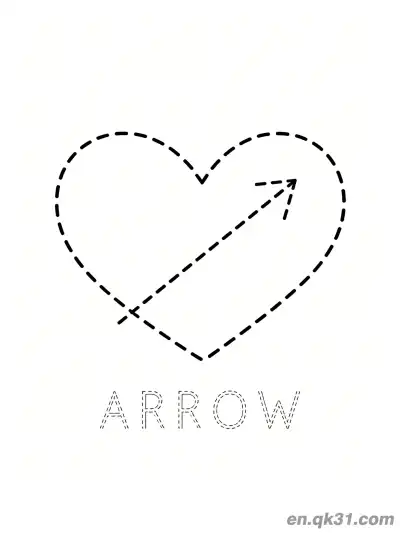 Free printable Heart Arrow Outline Coloring Page coloring page