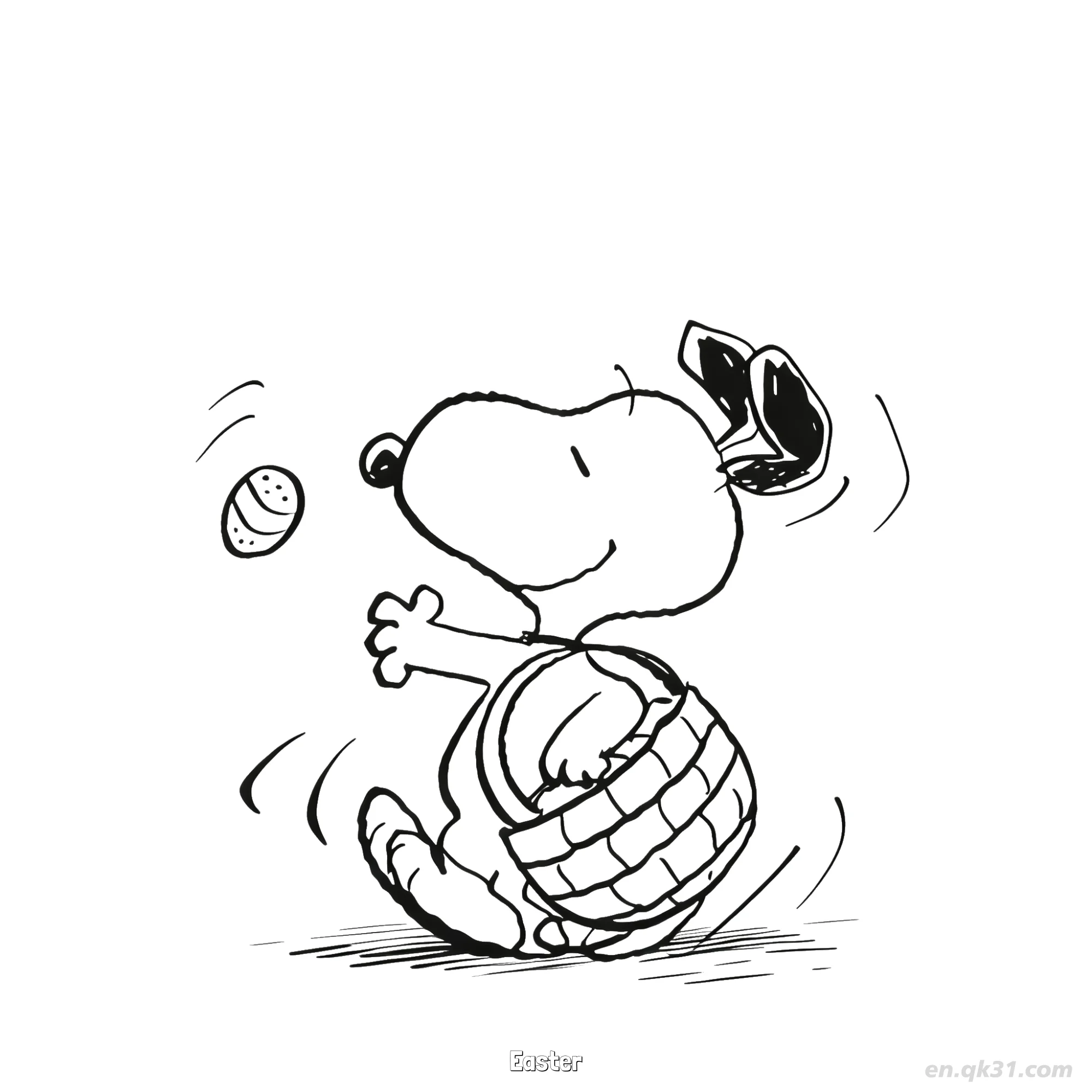 Easter Snoopy Tossing Egg Coloring Page – Free Printable Coloring Page for Kids and Adults
