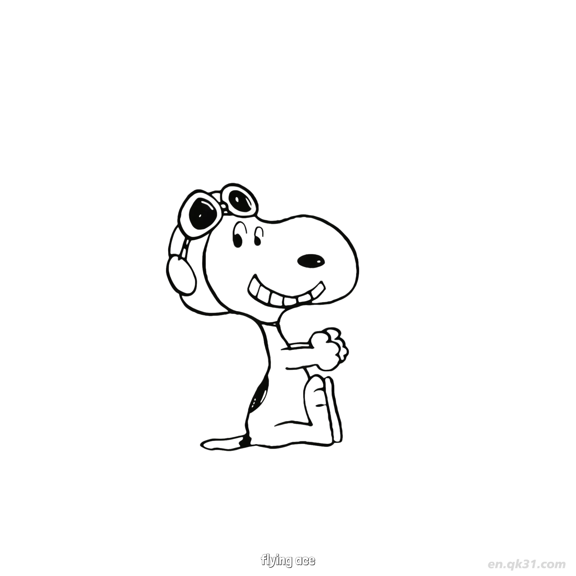 Flying Ace Snoopy Kneeling Coloring Page – Free Printable Coloring Page for Kids and Adults