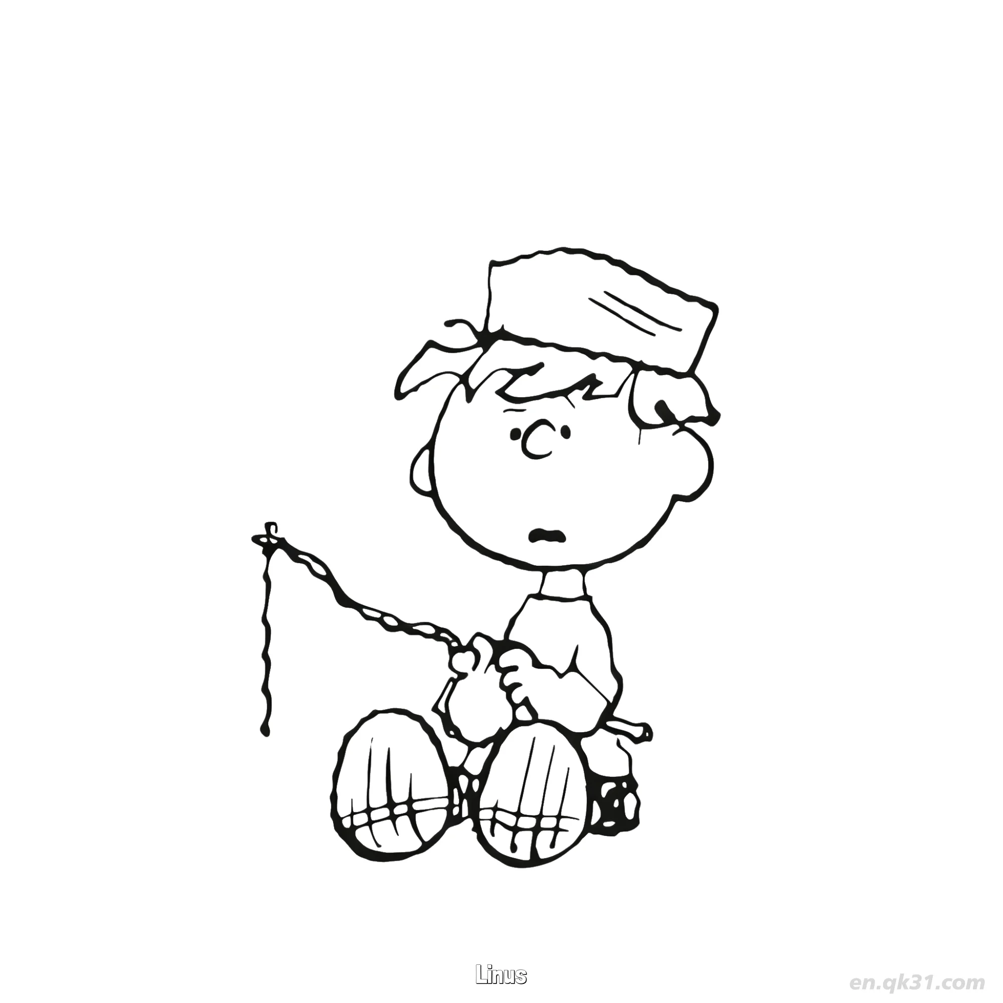 Linus Sitting with Rope Coloring Page – Free Printable Coloring Page for Kids and Adults