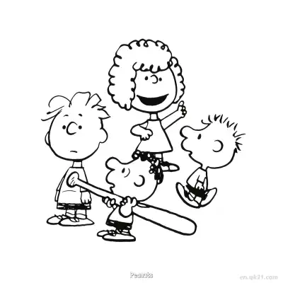 Free printable Peanuts Baseball Team Coloring Page coloring page