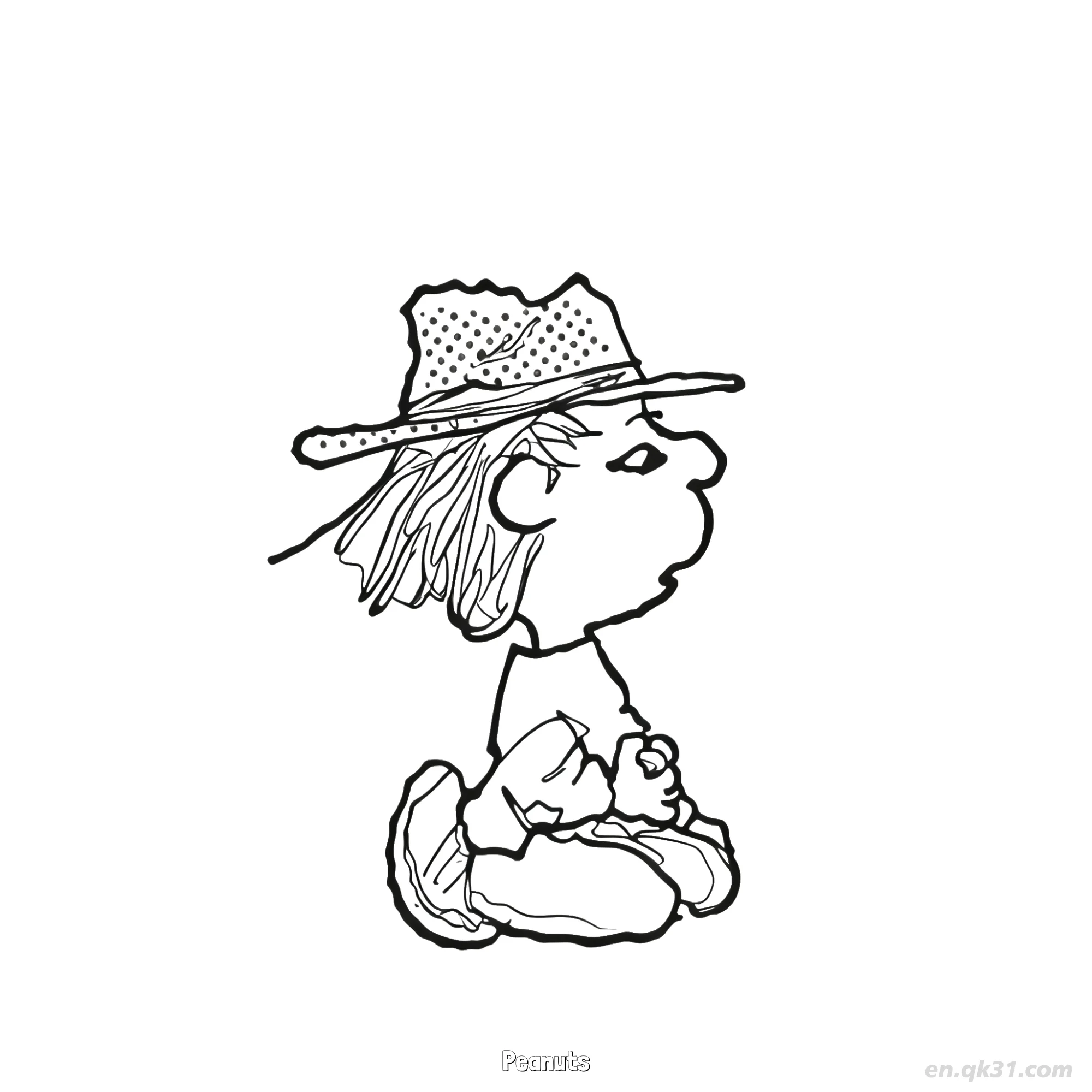 Peanuts Boy with Feathered Hat Coloring Page – Free Printable Coloring Page for Kids and Adults