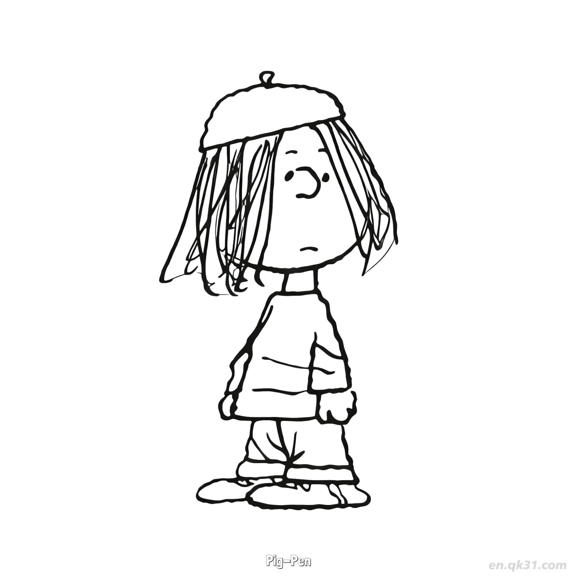 Pig-Pen Messy Style Coloring Page – Free Printable Coloring Page for Kids and Adults