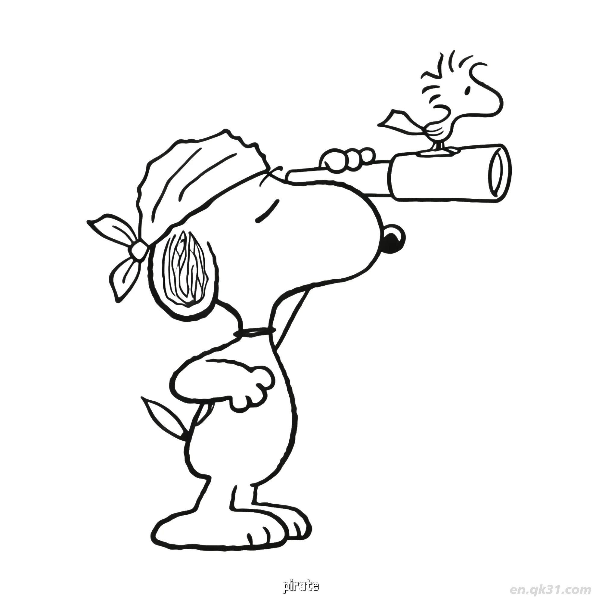 Pirate Snoopy and Woodstock Adventure Coloring Page – Free Printable Coloring Page for Kids and Adults