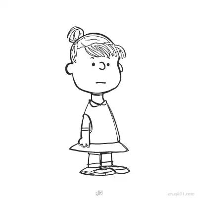 Free printable Ponytail Girl Standing Coloring Page coloring page