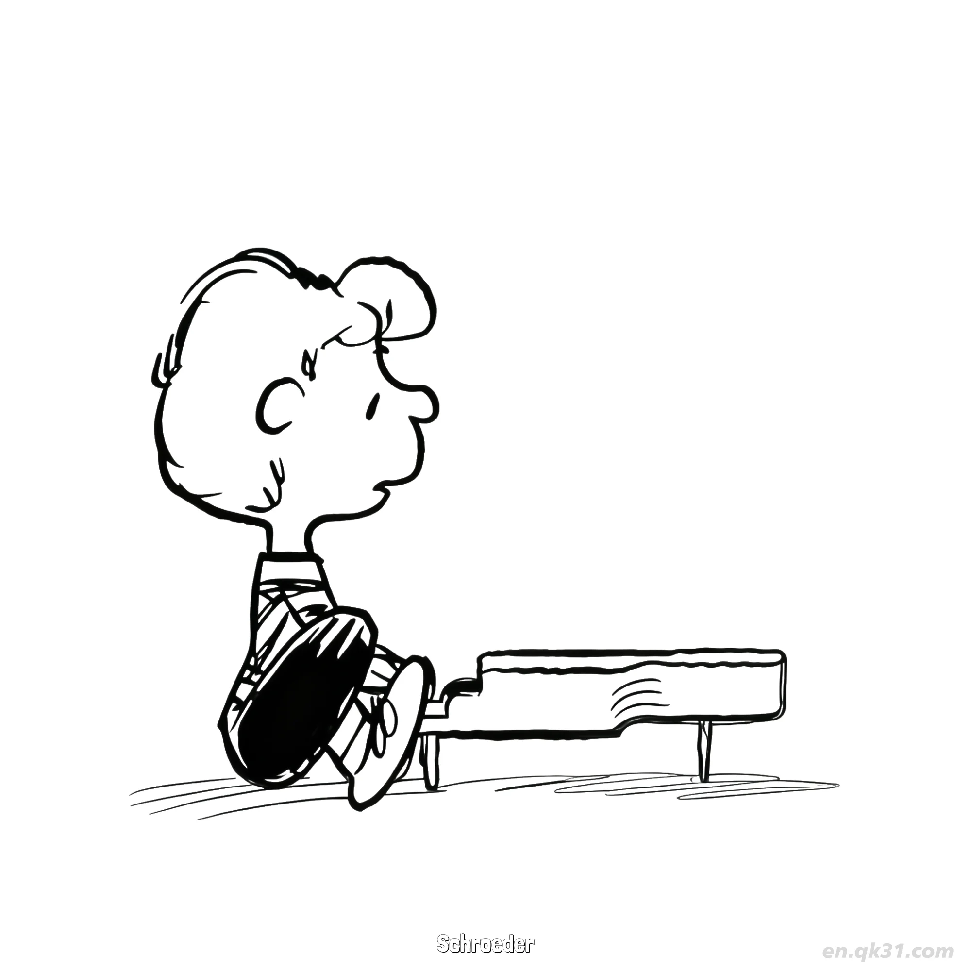Schroeder Playing Piano Coloring Page – Free Printable Coloring Page for Kids and Adults