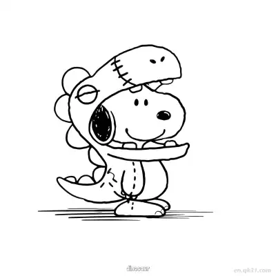 Free printable Snoopy Dinosaur Costume Coloring Page coloring page