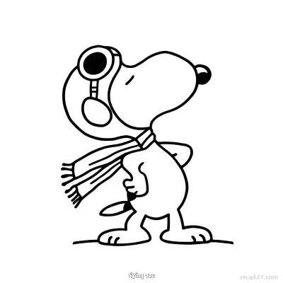 Free printable Snoopy Flying Ace Pilot Coloring Page coloring page