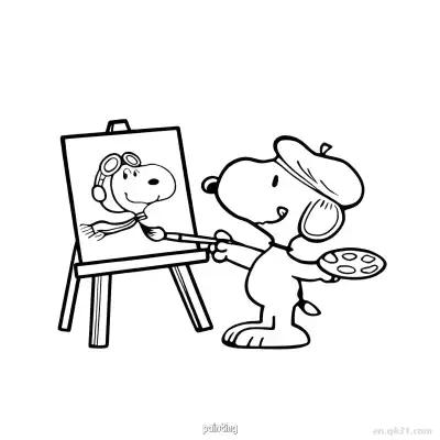 Free printable Snoopy Painting Flying Ace Coloring Page coloring page