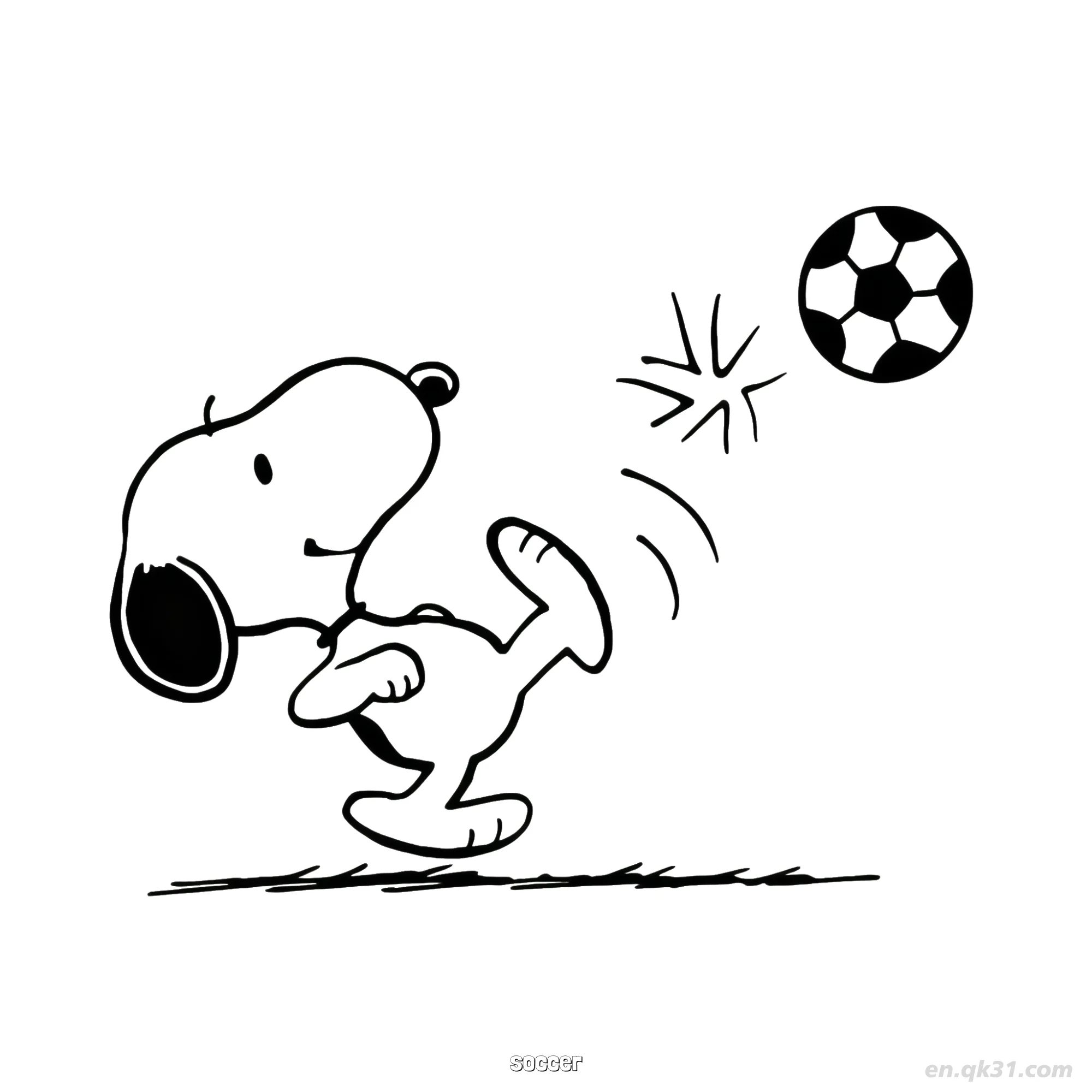 Snoopy Soccer Kick Action Coloring Page – Free Printable Coloring Page for Kids and Adults