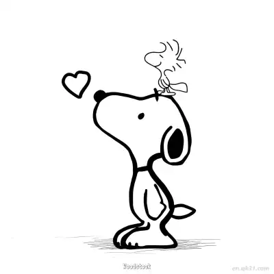 Free printable Snoopy and Woodstock Love Heart Coloring Page coloring page