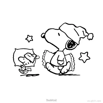 Free printable Snoopy and Woodstock Bedtime Moment Coloring Page coloring page