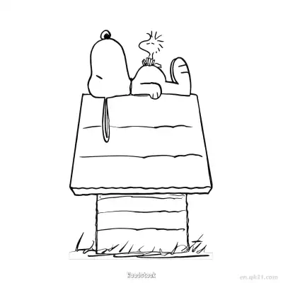 Free printable Snoopy and Woodstock Doghouse Coloring Page coloring page