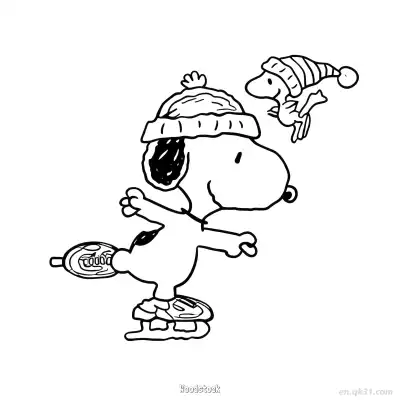 Free printable Snoopy and Woodstock Ice Skating Fun Coloring Page coloring page