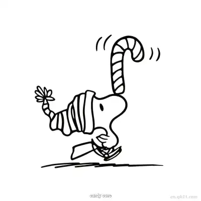 Free printable Snoopy Candy Cane Holiday Dance Coloring Page coloring page