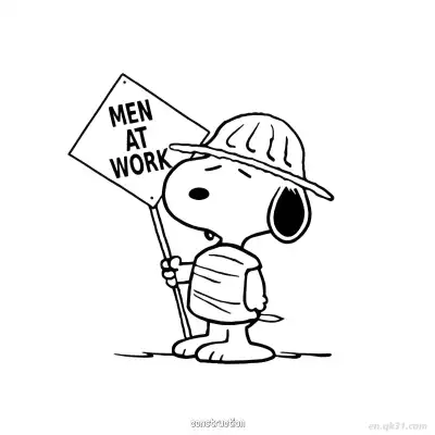 Free printable Snoopy Construction Zone Sign Coloring Page coloring page