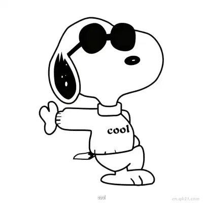 Free printable Snoopy Cool Style with Sunglasses Coloring Page coloring page