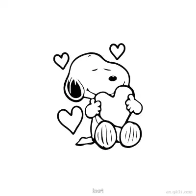 Free printable Snoopy Holding Heart with Affection Coloring Page coloring page