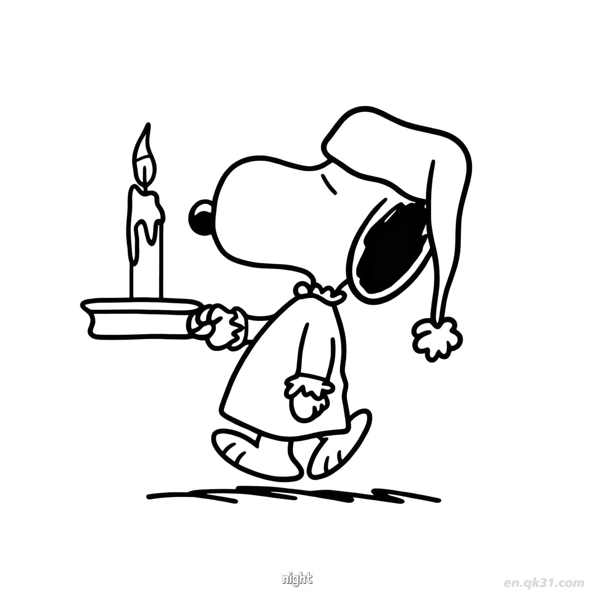 Snoopy Nighttime Candle Walk Coloring Page – Free Printable Coloring Page for Kids and Adults