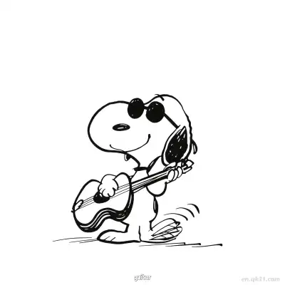 Free printable Snoopy Playing Guitar Coloring Page coloring page