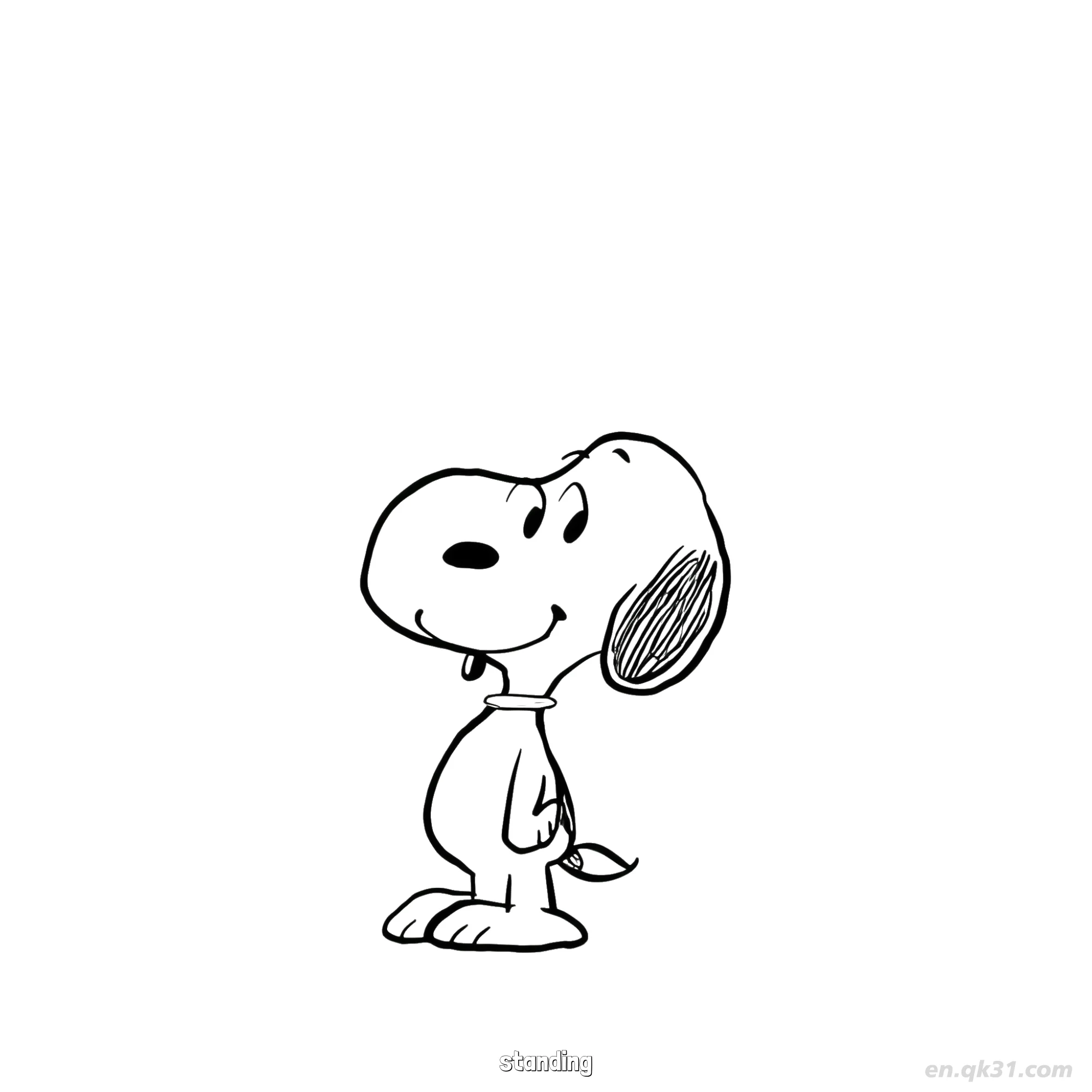 Snoopy Standing Smile Coloring Page – Free Printable Coloring Page for Kids and Adults