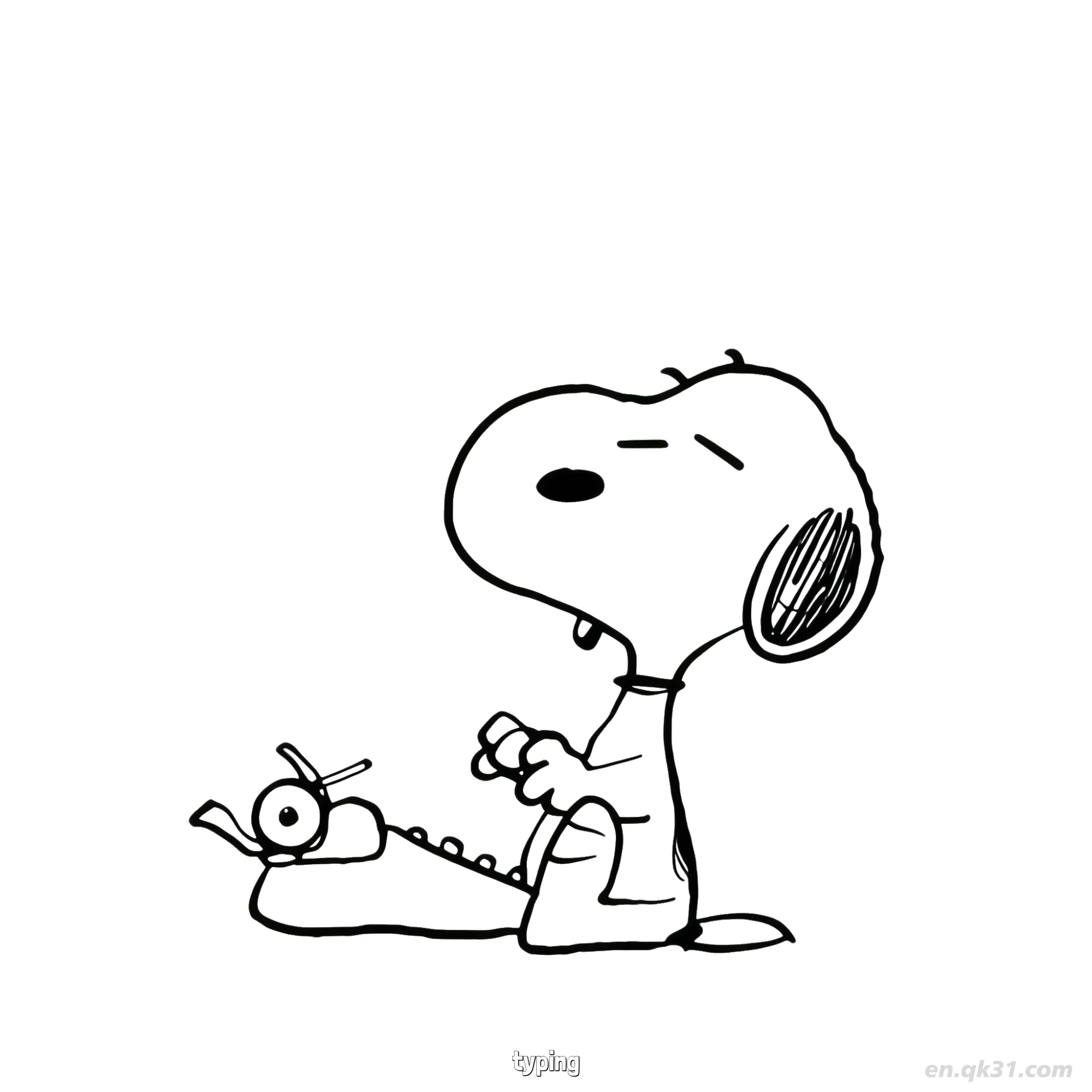 Snoopy Typing Writer Coloring Page – Free Printable Coloring Page for Kids and Adults
