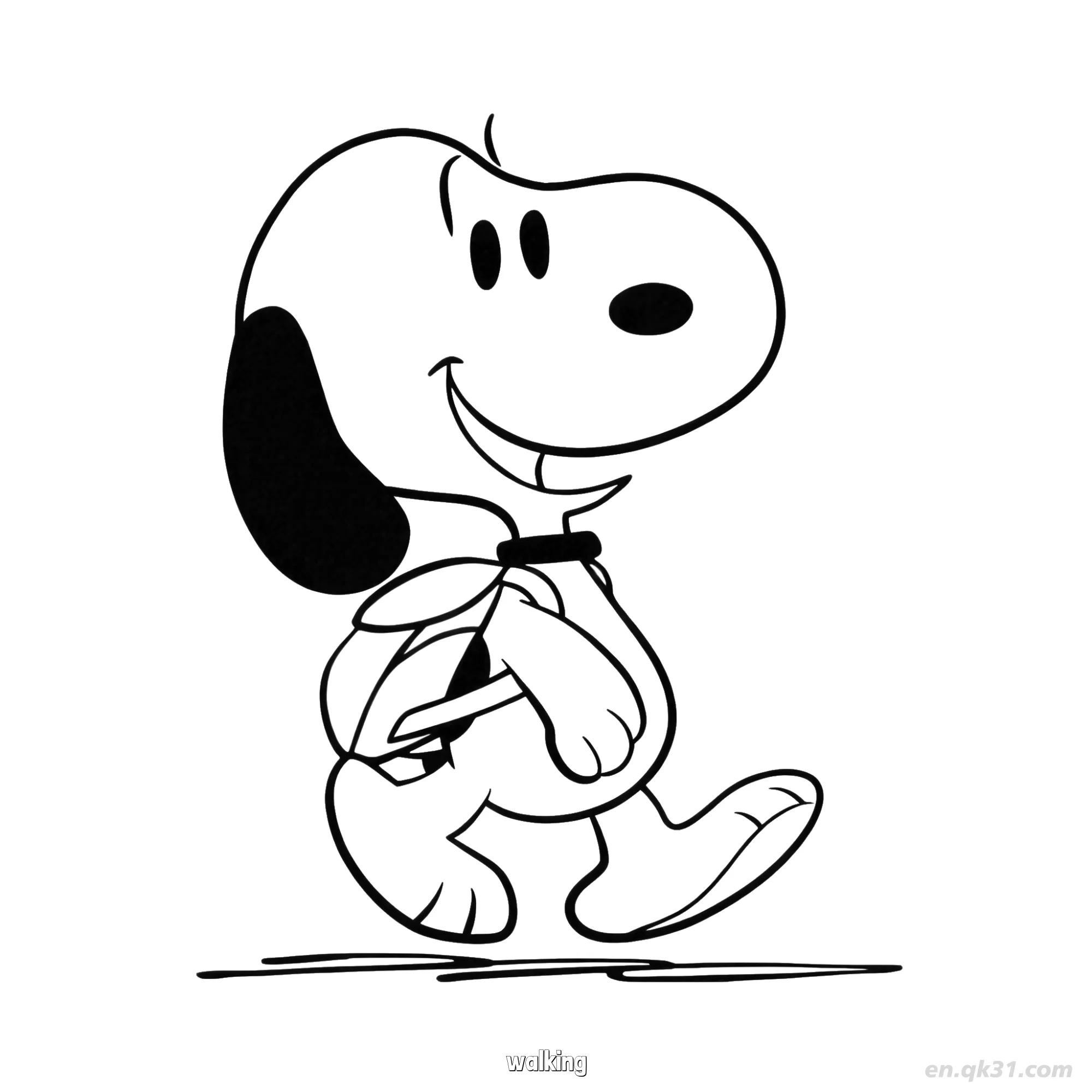 Snoopy Walking with Pencil Coloring Page – Free Printable Coloring Page for Kids and Adults