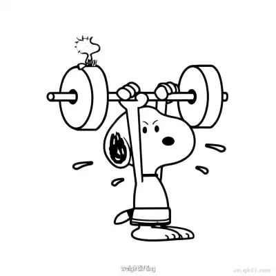 Free printable Snoopy Weightlifting with Woodstock Coloring Page coloring page