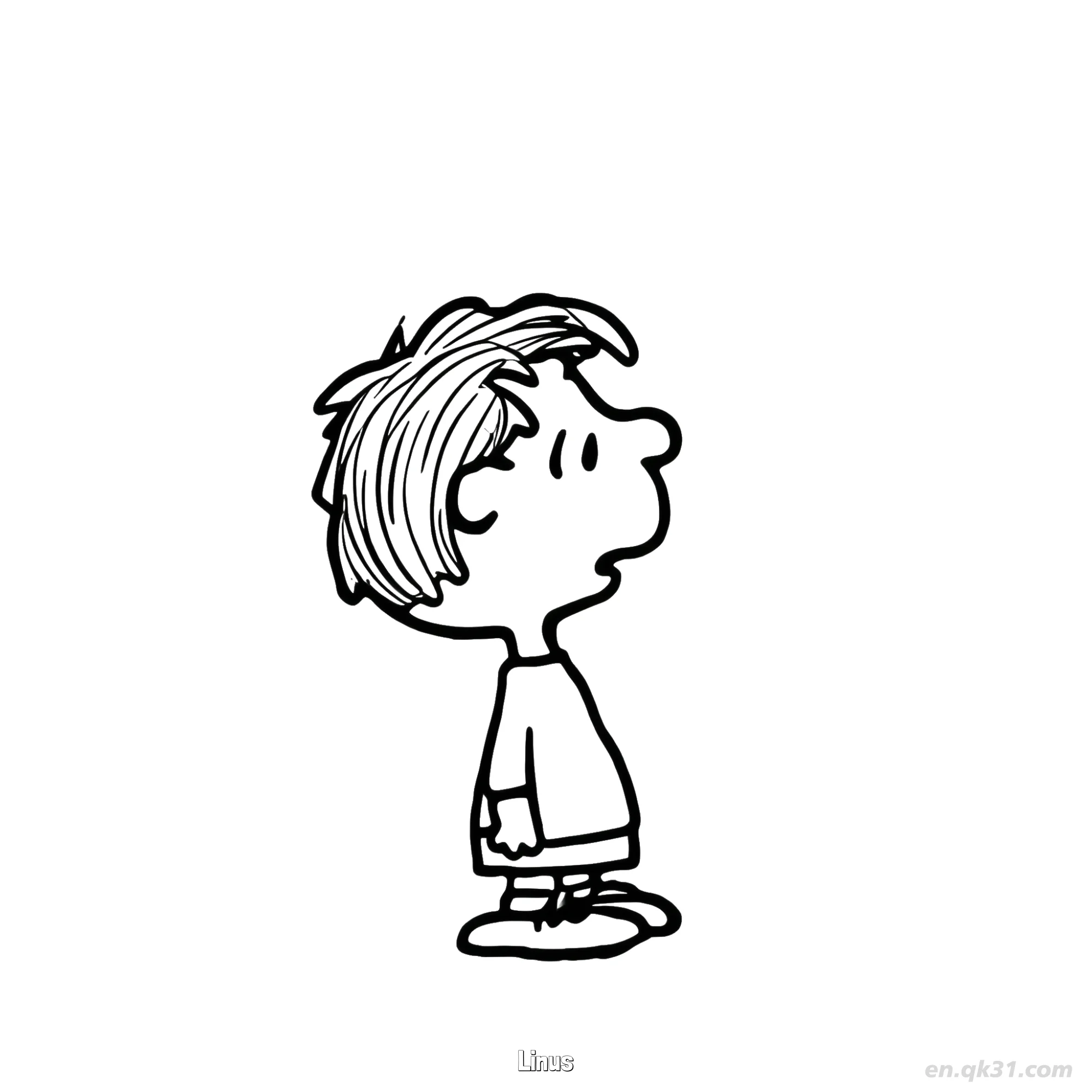Thoughtful Linus Looking Up Coloring Page – Free Printable Coloring Page for Kids and Adults