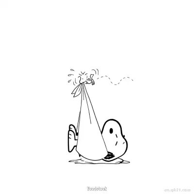 Free printable Woodstock Lifting Blanket for Snoopy Coloring Page coloring page