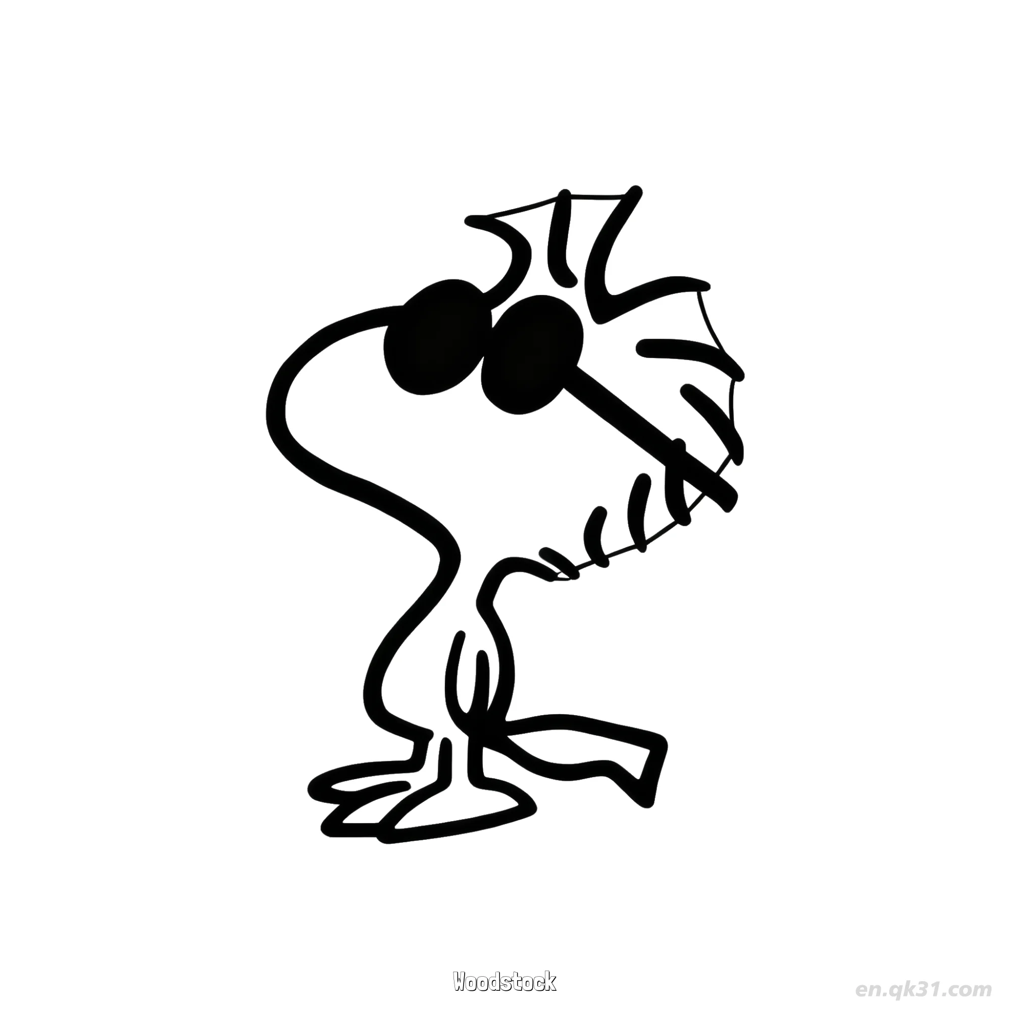 Woodstock Standing with Sunglasses Coloring Page – Free Printable Coloring Page for Kids and Adults