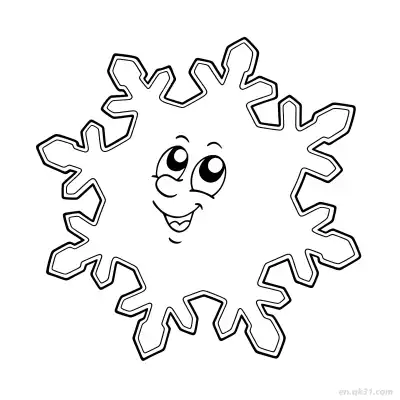 Free printable Smiling Cartoon Snowflake Coloring Page coloring page