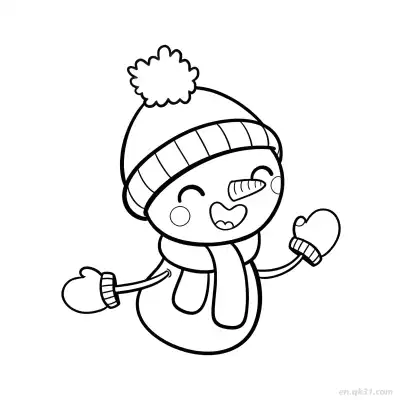 Free printable Cheerful Open Mouth Snowman Coloring Page coloring page