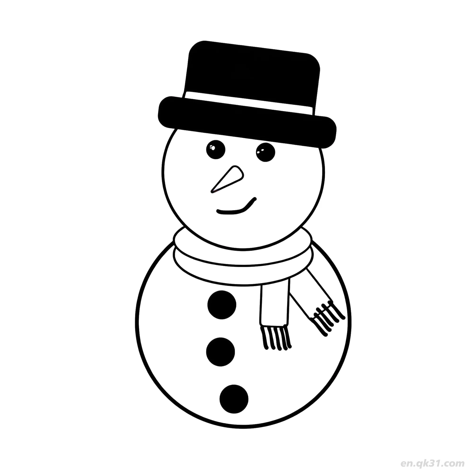 Classic Top Hat Snowman Coloring Page – Free Printable Coloring Page for Kids and Adults
