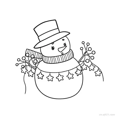Free printable Festive Snowman with Stars Garland Coloring Page coloring page
