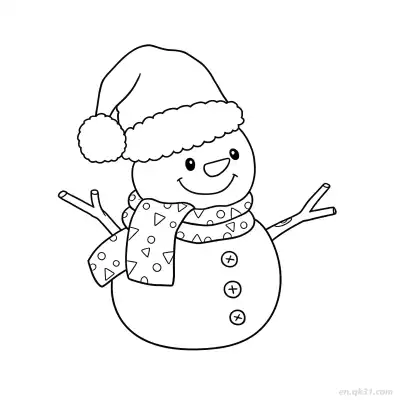 Free printable Santa Hat Snowman Coloring Page coloring page