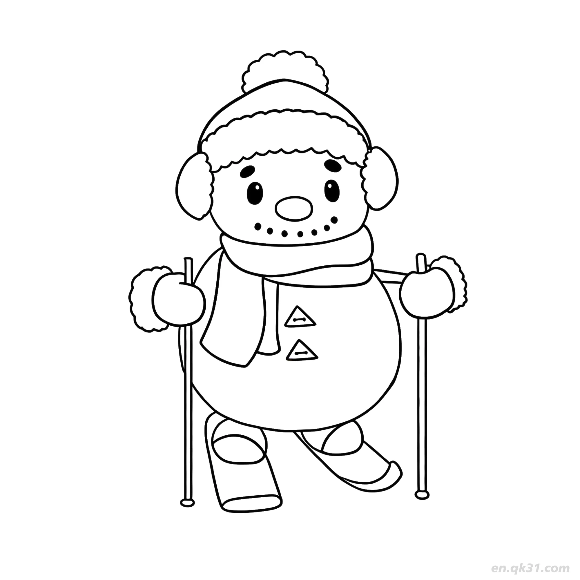 Skiing Snowman Winter Sports Coloring Page – Free Printable Coloring Page for Kids and Adults