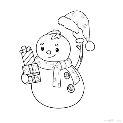 Free printable Snowman with Gifts Coloring Page coloring page