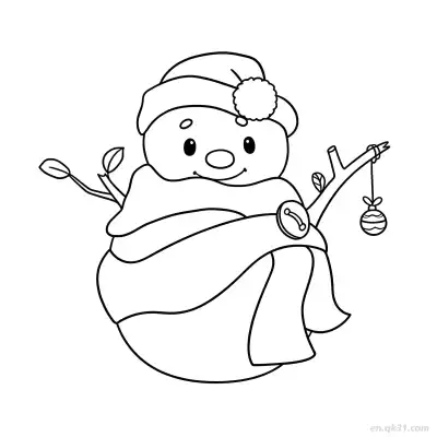 Free printable Snowman with Ornament Coloring Page coloring page