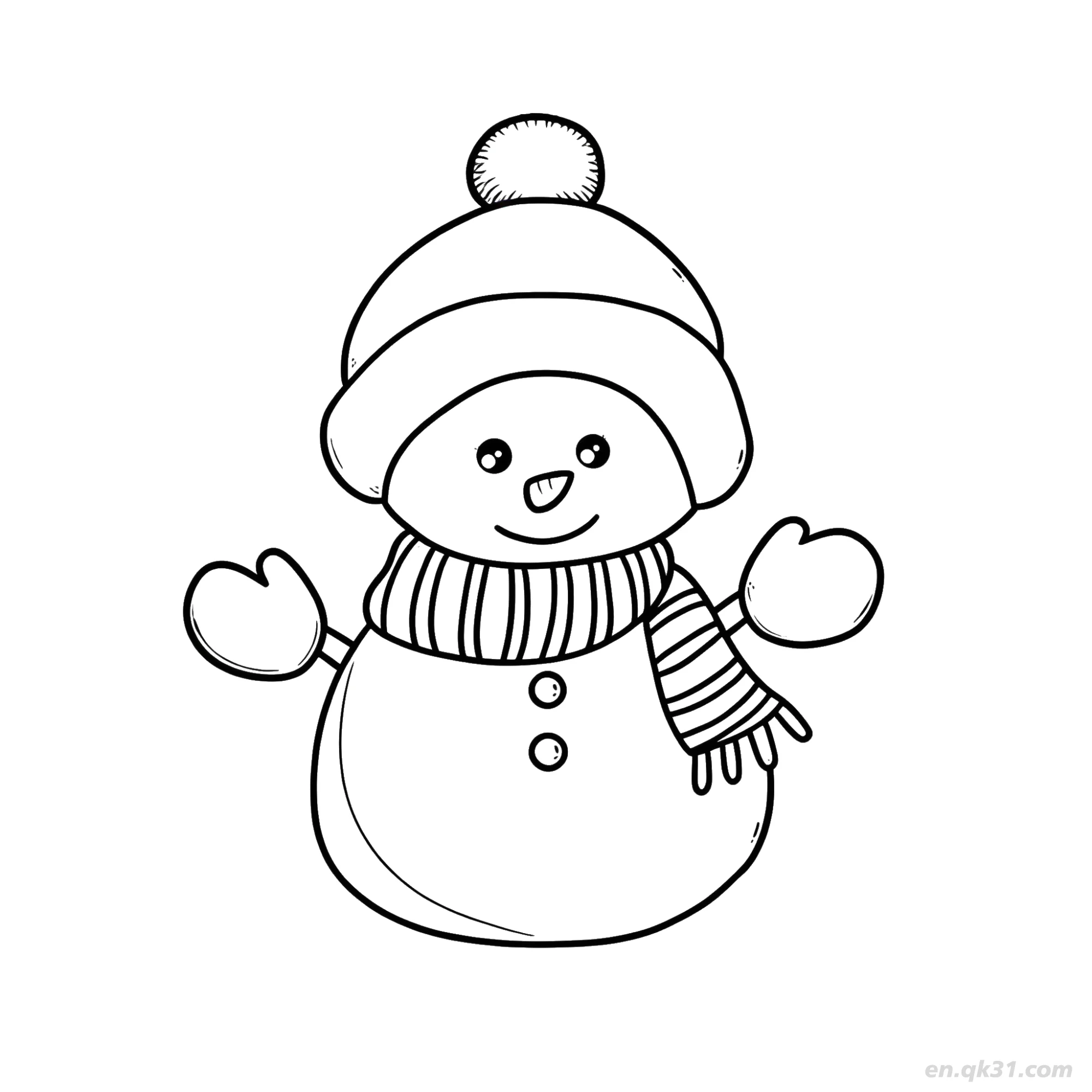 Snowman with Pom Pom Hat Coloring Page – Free Printable Coloring Page for Kids and Adults