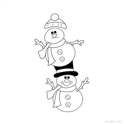 Free printable Stacked Snowmen Coloring Page coloring page