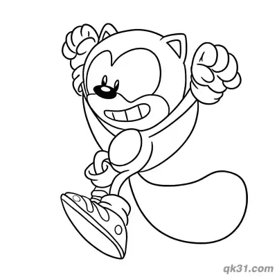Free printable Ray the Flying Squirrel Cheering with Fists Coloring Page coloring page
