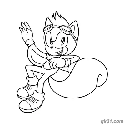 Free printable Ray the Flying Squirrel Waving with Goggles Coloring Page coloring page