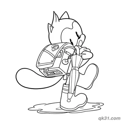 Free printable Ray the Flying Squirrel with Backpack in Rain Coloring Page coloring page