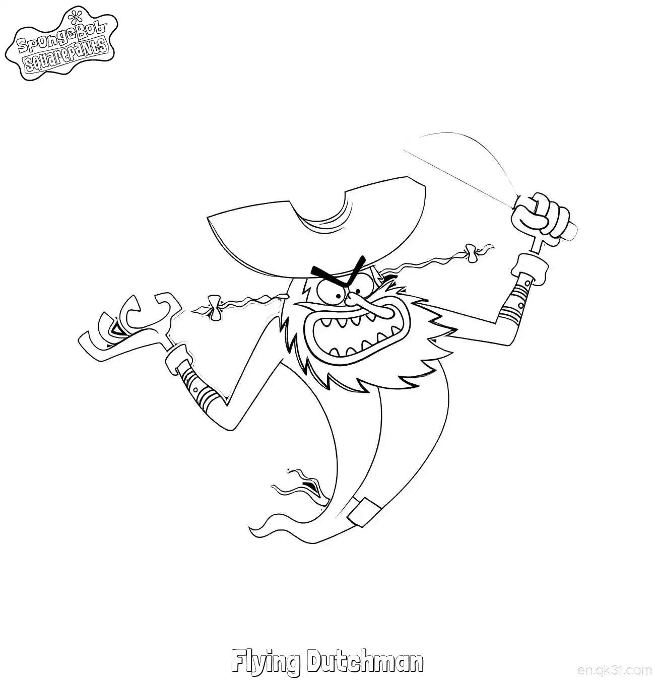 Angry Flying Dutchman SpongeBob Coloring Page – Free Printable Coloring Page for Kids and Adults
