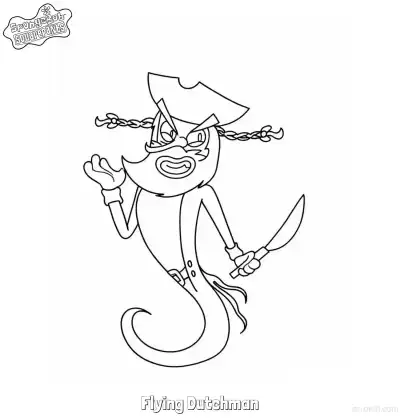 Free printable Waving Flying Dutchman SpongeBob Coloring Page coloring page